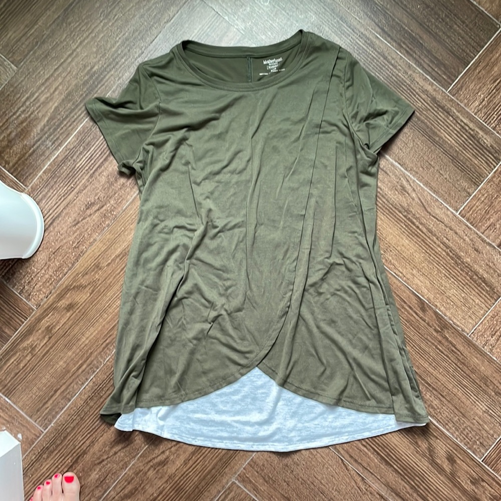 Nursing Top Olive Green Motherhood Maternity Size Medium